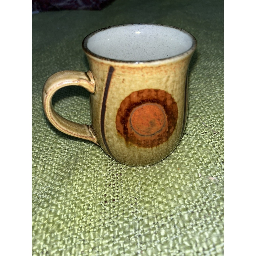 Studio Ceramic glazed pottery coffee mug , circle design ,4x3
